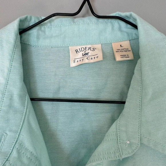 Riders by Lee Easy Care size large teal blue button up shirt - Picture 3 of 4